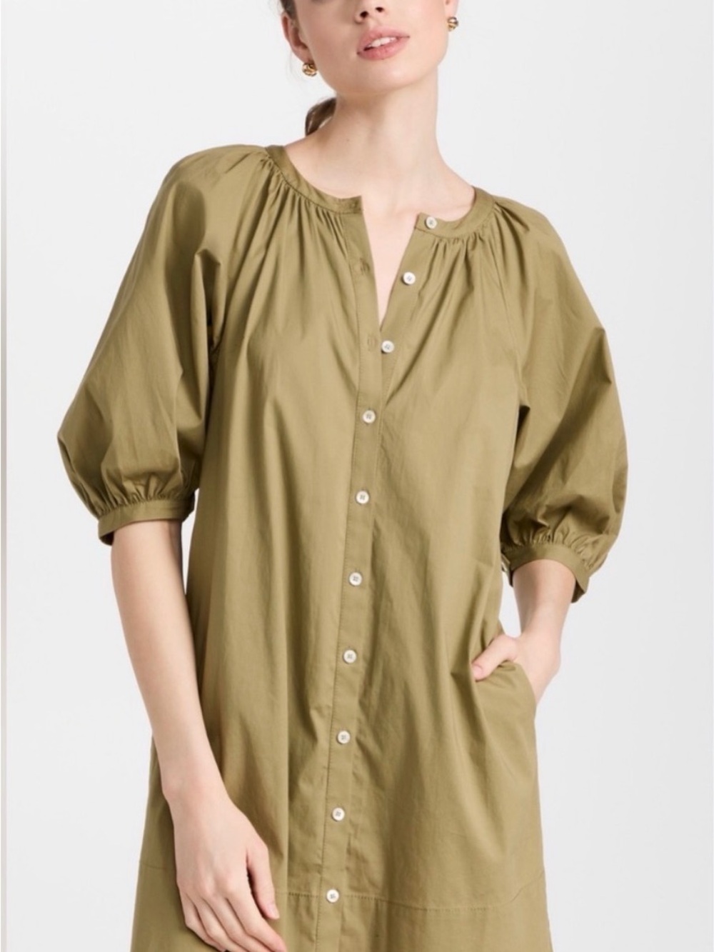 Staud Vincent Mini Dress in Khaki XS